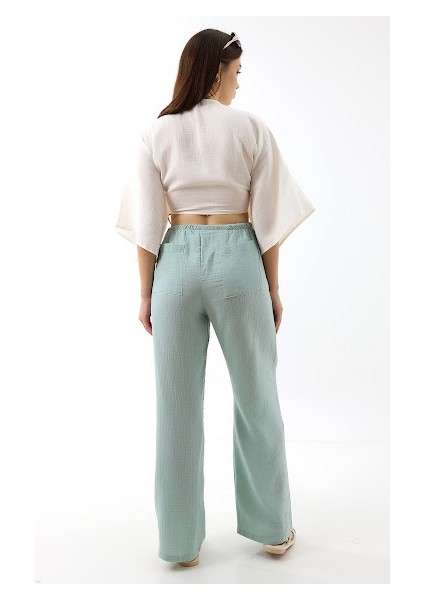 Müslin Bel Detaylı Pantolon indirimleri
