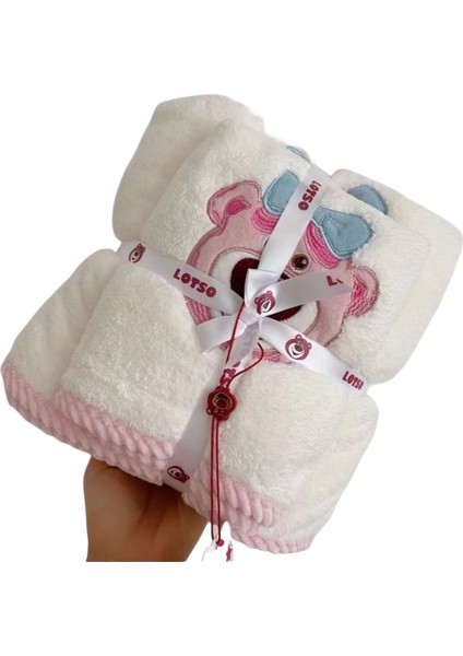 Soft Strawberry Bear Havlu ve Banyo Havlusu Seti (Yurt Dışından)