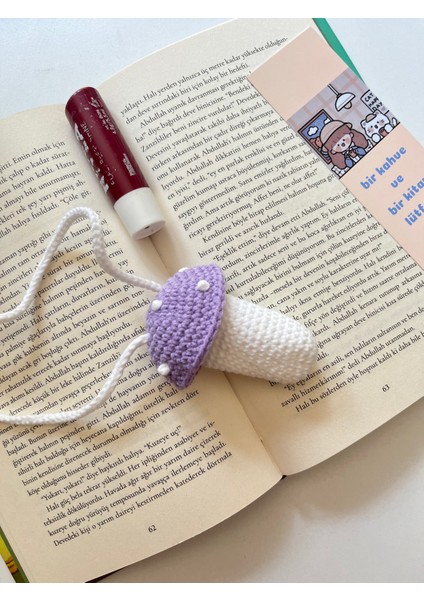 Amigurumi Örgü Mantar Lip Balm Kılıfı, Lip Gloss Kılıfı, Çanta Aksesuarı, El Yapımı Hediyelik