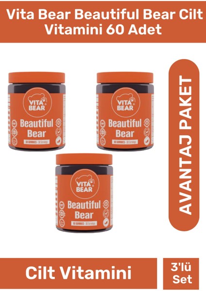 Beautiful Bear Cilt Vitamini 60 Adet 3'lü Paket