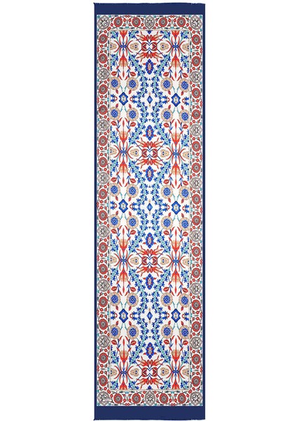 Ekru Selçuk Desen Dar Ipek Fular