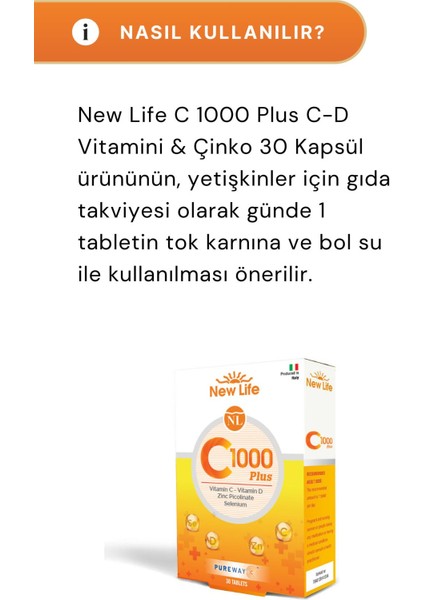 C-1000 Plus C-D Vitamini & Çinko 30 Kapsül 2'li Paket