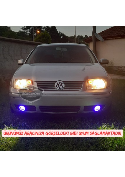 Vw Bora 1998-2006 Uyumlu Üniversal Mercekli Angel Sis Farı Metal Su Geçirmez 76 mm Buz Mavi Halkalı Gündüz Farı Angel Eyes 2 Adet modelleri
