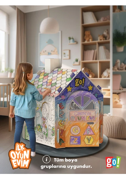 Go Toys Ilk Oyun Evim Xxl Boy Dayanıklı Karton Boyama Aktivite Evi