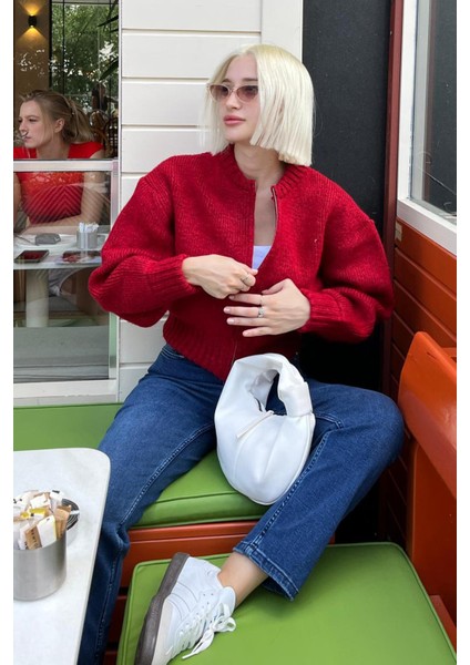 Kırmızı Uzun Kollu Fermuarlı Triko Erkek Hırka MG2061 – Rahat ve Şık Günlük Kullanım fırsatları