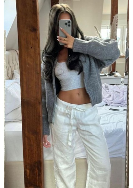 Gri Fermuarlı Uzun Kollu Triko Hırka MG2061 modelleri