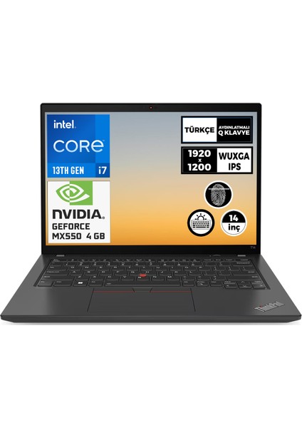 Thinkpad T14 Gen 4 I7-1370P 32GB 2tb SSD 4gb MX550 14" Wuxga Freedos taşınabilir Bilgisayar 21HD00ECTX 002