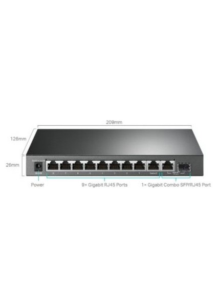 Tp-Lınk 10 Port TL-SG1210MPE 10/100/1000 Web Yönetilebilir 8x Poe + 1x Combo Sfp Switch (123W)