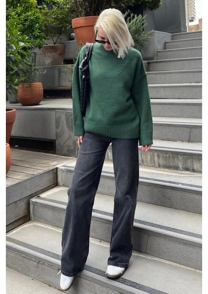 Yeşil Bisiklet Yaka Oversize Triko Kazak MG1972 modelleri