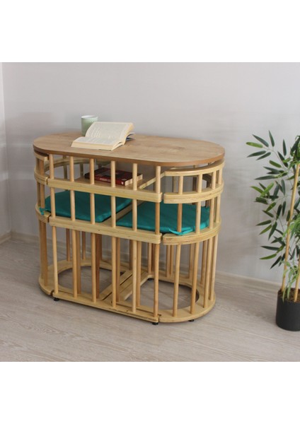 Latte Bahçe Balkon Mutfak Bohem Huş Masa Sandalye Takımı