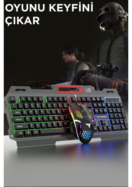 Tmk-06 Gaming Rgb Işıklı Kablolu Q Klavye ve Mouse Seti Siyah