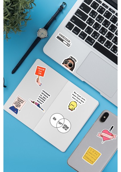 4 Sayfa Motto Sticker Seti Suya Dayanıklı Laptop Telefon Ajanda Etiketi