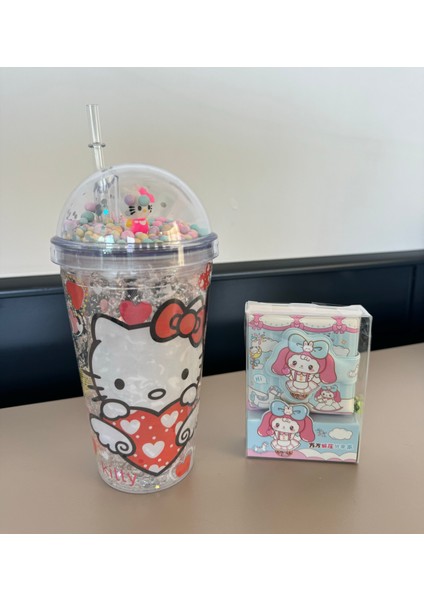 Hello Kitty ve Mini Defter Pipetli Bardak,suluk-Soğuk Içecek Suluk,kokteyl Için,çocuk Hediye