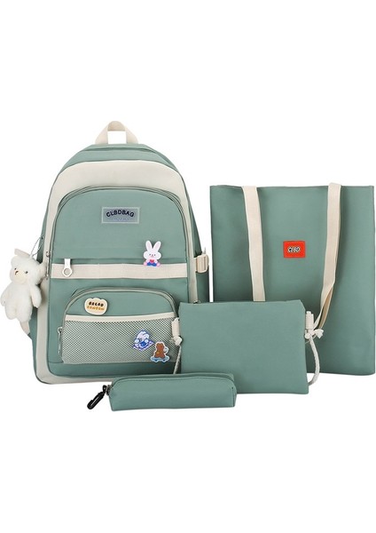 Ortaokul ve Ilkokul Öğrencileri Için Şık Dört Parçalı Okul Çantası Seti, Kore Versiyonu, Büyük Kapasiteli, Hafif ve Çok Yönlü Sırt Çantası (Yurt Dışından)