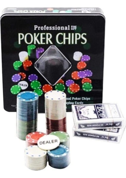 Adm Store 2 Adet Iskambil Poker Çipi 100 Çipli Oyun Fişli Profesyonel Poker Seti Metal Kutulu Rakamlı Sayılı