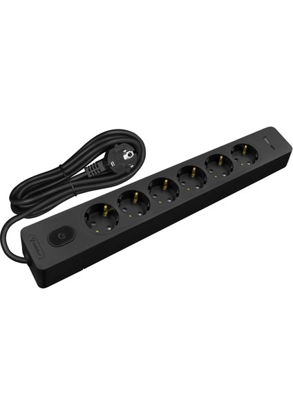 Kablolu Usb/type-C 20 W Hızlı Şarj 6'lı 2 Metre Siyah Grup Priz