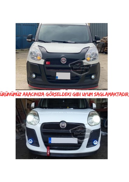 Fiat Doblo D3 2010-2015 Uyumlu Üniversal Mercekli Angel Sis Farı Metal Su Geçirmez 76 mm Buz Mavi Halkalı Gündüz Farı Angel Eyes 2 Adet modelleri