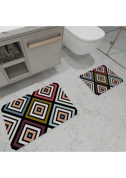 Banyo Paspas Takımı 2'Li 3d Baskılı Renkli Desenli ( 90 x 60 / 60 x 40 ) fiyatları