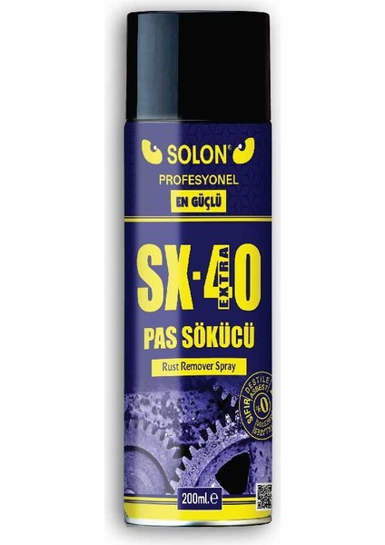 Extra Güçlü Profesyonel SX-40 Pas Sökücü Sprey 200 Ml.