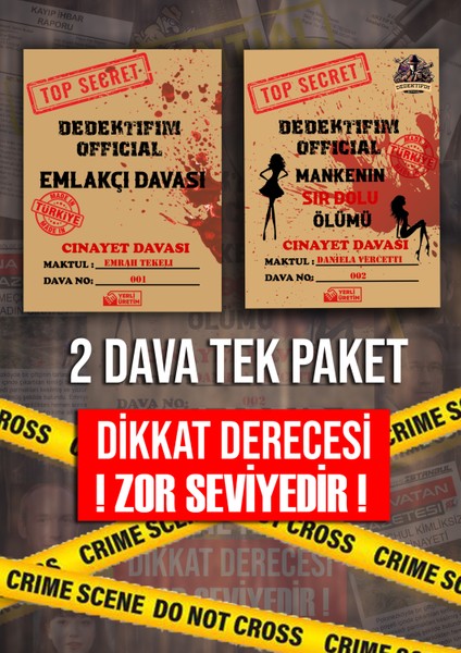 2 Farklı Cinayet Davası, Mankenin Sır Dolu Ölümü, Emlakçı Davası, Katil Kim Oyunu, Dedektiflik Oyunu