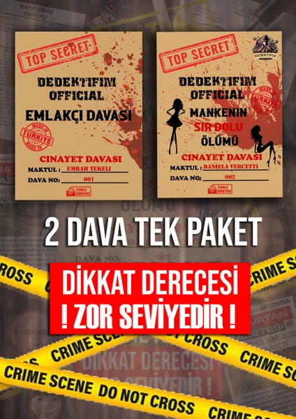 2 Farklı Cinayet Davası, Mankenin Sır Dolu Ölümü, Emlakçı Davası, Katil Kim Oyunu, Dedektiflik Oyunu