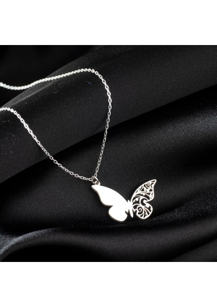 Kelebek Motıflı Tasarım Gümüş Kolye ,925 Ayar Gümüş Kolye, Gümüş, Rose Gold, Altın Kaplama Kolye fiyatları