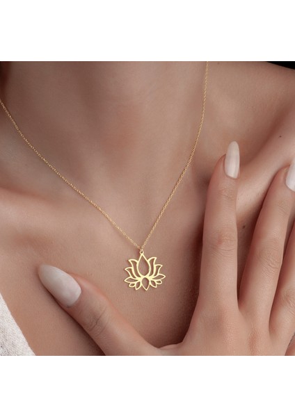 Lotus Çiçeği Kadın Gümüş KOLYE,925 Ayar Gümüş Kolye, Gümüş, Rose Gold, Altın Kaplama Kolye