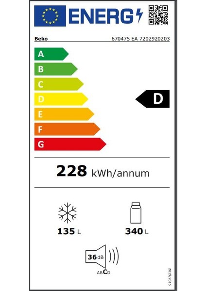 670475 Ea Siyah antrasit D Enerji Sınıfı 475 lt No Frost Buzdolabı