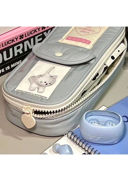 Kanvas Kırtasiye Çantası, Çok Fonksiyonlu Kız Gibi Kalp, Basit ve Sevimli Üç Boyutlu Taşınabilir Kalem Çantası (Yurt Dışından)