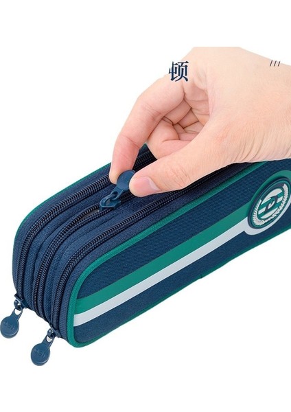 Basit Öğrenci Çocuk Kırtasiye Kutusu Çok Fonksiyonlu Kalem Kutusu Büyük Kapasiteli Fermuarlı Kırtasiye Çantası (Yurt Dışından)