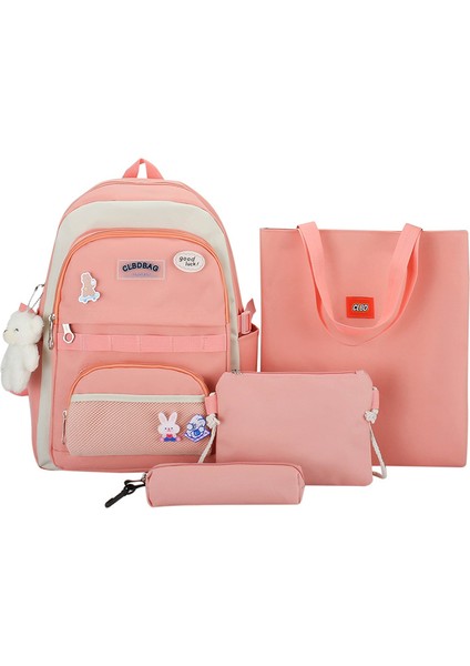 Ortaokul ve Ilkokul Öğrencileri Için Şık Dört Parçalı Okul Çantası Seti, Kore Versiyonu, Büyük Kapasiteli, Hafif ve Çok Yönlü Sırt Çantası (Yurt Dışından)