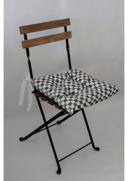 Dekoratif Pofidik Sandalye Minderi Bağcıklı 40x40 (Gri)