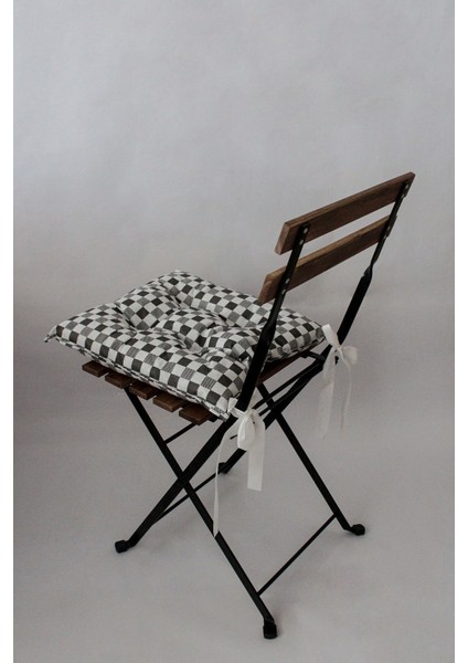 Dekoratif Pofidik Sandalye Minderi Bağcıklı 40x40 (Gri)