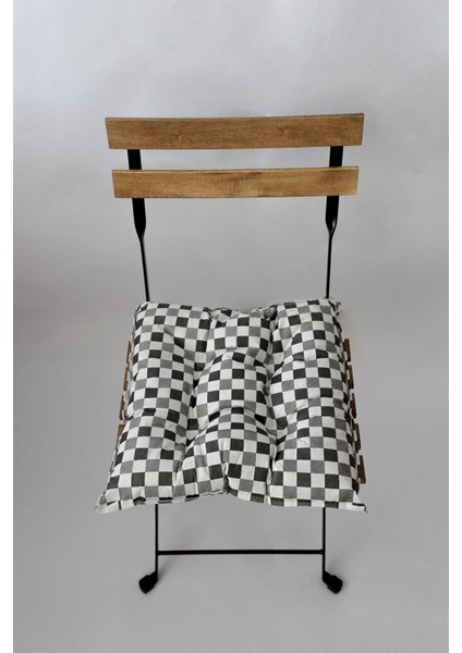 Dekoratif Pofidik Sandalye Minderi Bağcıklı 40x40 (Gri)