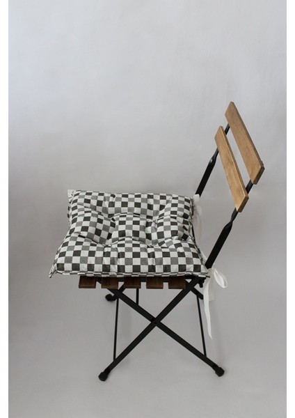 Dekoratif Pofidik Sandalye Minderi Bağcıklı 40x40 (Gri)