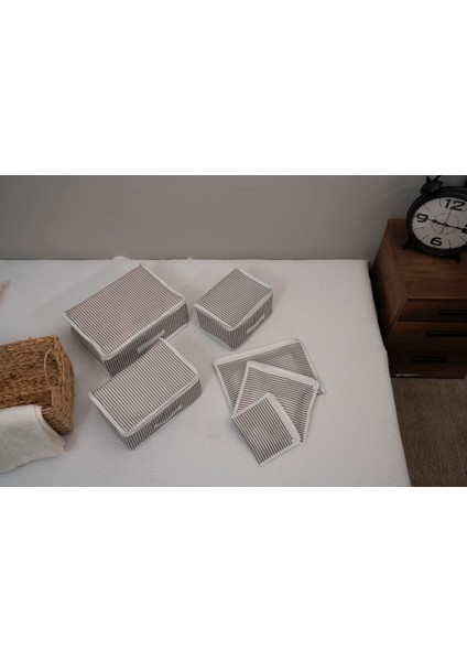 6'Lı Valiz Düzenleyici Set - Çizgili-Filesiz