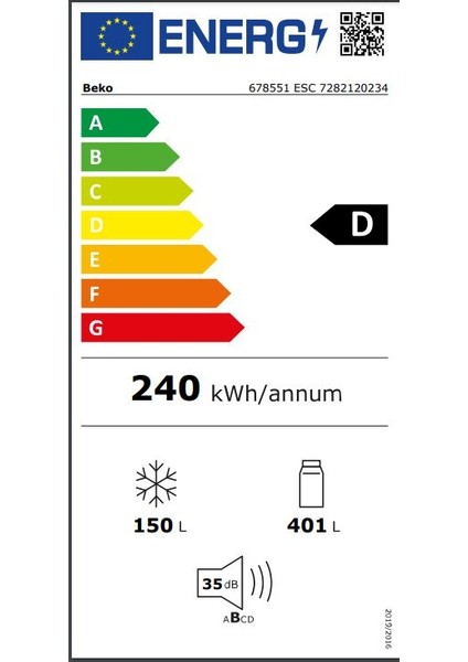 678551 Esc siyah cam D Enerji Sınıfı 551 lt No Frost Buzdolabı