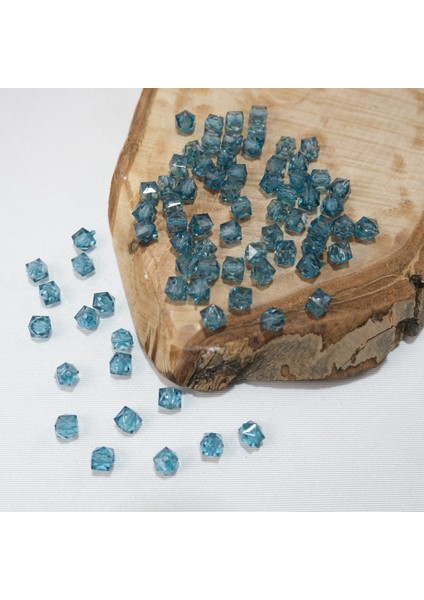 Akrilik Boncuk Küp 10 mm Petrol Mavi renk Kübik Model Akrilik Çanta ve Takı Boncuğu 500 Gram