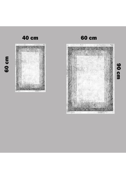 Banyo Paspas Takımı Beyaz Desenli 2'Li 3d Dijital Baskılı
