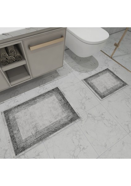 Banyo Paspas Takımı Beyaz Desenli 2'Li 3d Dijital Baskılı fiyatları