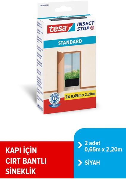 Sineklik Standart Çırt Bantlı Siyah Kapı İçin