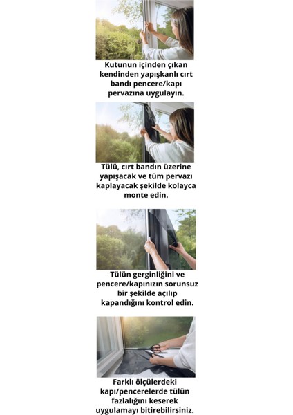 Sineklik Standart Çırt Bantlı Siyah Kapı İçin
