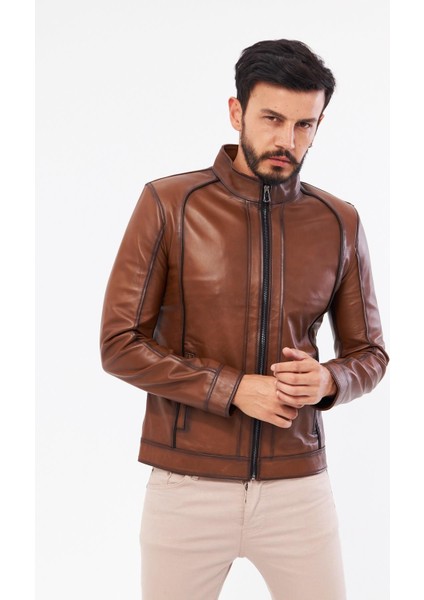 DER198 Deri Erkek Taba Mont