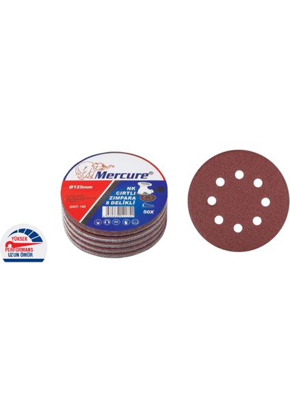 Cırtlı Zımpara NK-125 320 Kum 8 Delikli 100 Adet