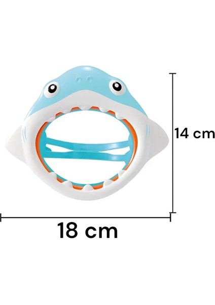 Köpekbalığı Çocuk Maskesi Şnorkel (3-8 Yaş) - Çocuk Dalış Maskesi Şnorkel Set