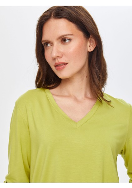 V Yaka Uzun Kol T-Shirt 69022 indirimleri
