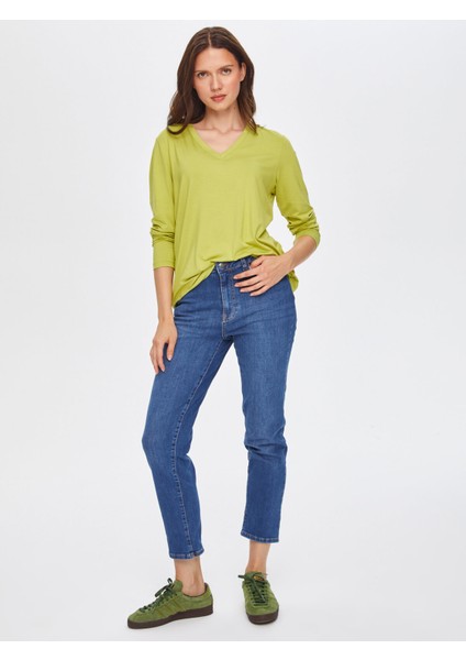 V Yaka Uzun Kol T-Shirt 69022