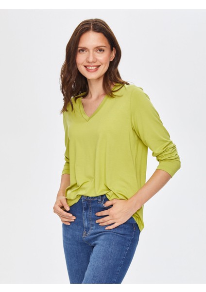 V Yaka Uzun Kol T-Shirt 69022 fiyatları