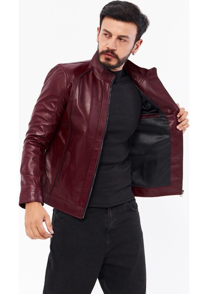 DER198 Deri Erkek Bordo Mont modelleri