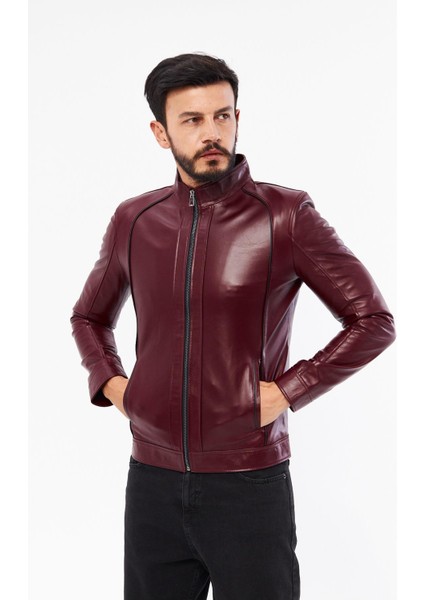 DER198 Deri Erkek Bordo Mont indirimleri